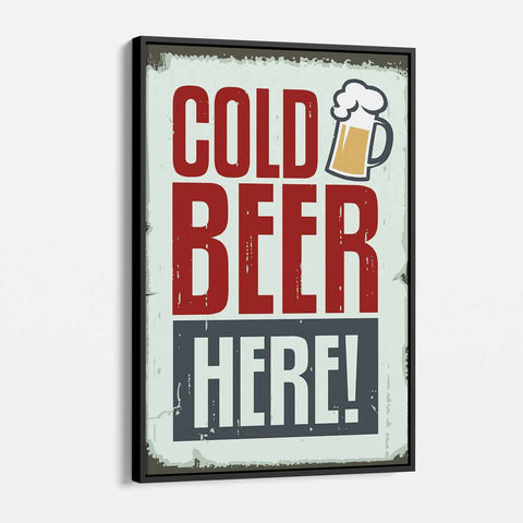 Red Cold Beer Here Wall Art Canvas 1105