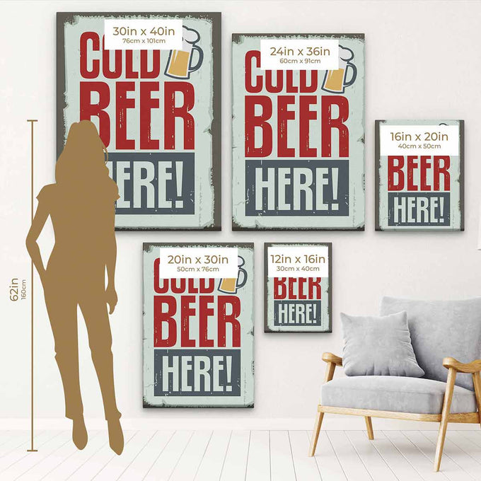 Red Cold Beer Here Wall Art Canvas 1105
