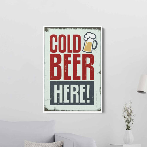 Red Cold Beer Here Wall Art Canvas 1105