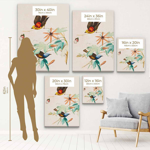 Beige Colorful Botanical Wall Art Canvas 8823