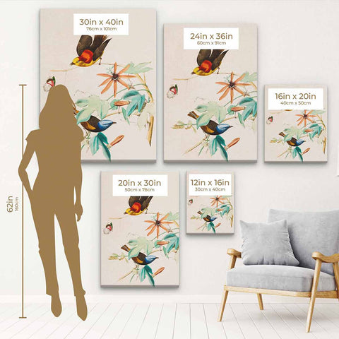 Beige Colorful Botanical Wall Art Canvas 8823