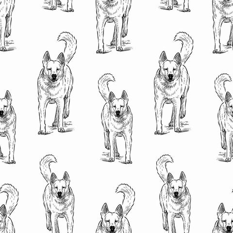 What do you do when your decor feels dull? Call upon your favorite furry friend, of course! This peel and stick dog wallpaper is covered with illustrations of German Shepherds wagging their tails, ready to cheer you and your living space up in an instant. This simple black and white design is versatile, informal, welcoming, and PVC-free.