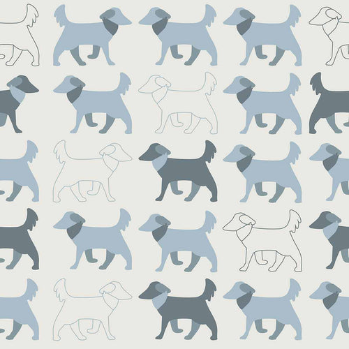 Playful dog wallpaper in tranquil blue tones – this design takes your pet themed decor to a new level of versatility. Simple dog illustrations appear in neat rows in this peel and stick wallpaper. Clever changes in direction and varying shades of blue give it a dynamic, layered look that hits all the right notes. You can count on this PVC-free wallpaper to work wonders not only in informal areas but also in formal living rooms and offices.