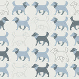Playful dog wallpaper in tranquil blue tones – this design takes your pet themed decor to a new level of versatility. Simple dog illustrations appear in neat rows in this peel and stick wallpaper. Clever changes in direction and varying shades of blue give it a dynamic, layered look that hits all the right notes. You can count on this PVC-free wallpaper to work wonders not only in informal areas but also in formal living rooms and offices.