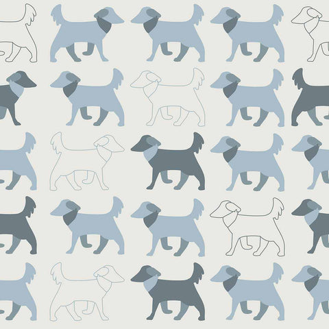 Playful dog wallpaper in tranquil blue tones – this design takes your pet themed decor to a new level of versatility. Simple dog illustrations appear in neat rows in this peel and stick wallpaper. Clever changes in direction and varying shades of blue give it a dynamic, layered look that hits all the right notes. You can count on this PVC-free wallpaper to work wonders not only in informal areas but also in formal living rooms and offices.
