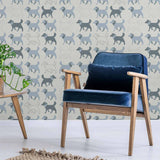 Playful dog wallpaper in tranquil blue tones – this design takes your pet themed decor to a new level of versatility. Simple dog illustrations appear in neat rows in this peel and stick wallpaper. Clever changes in direction and varying shades of blue give it a dynamic, layered look that hits all the right notes. You can count on this PVC-free wallpaper to work wonders not only in informal areas but also in formal living rooms and offices.