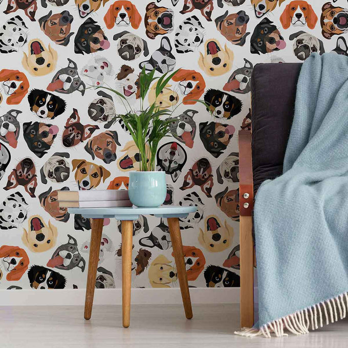 Brown Dog Peel and Stick Removable Wallpaper 1986 Walls By Me