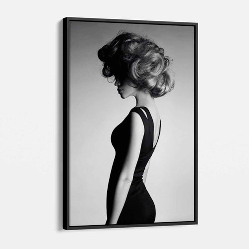 Grey Elegant Lady in Black Dress Wall Art Canvas 6805