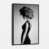 Grey Elegant Lady in Black Dress Wall Art Canvas 6805
