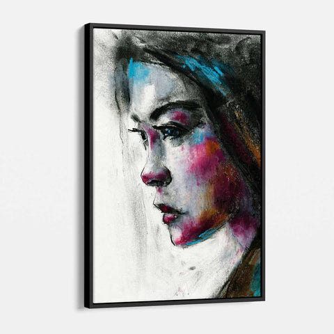 White Enigmatic Asiatic Woman Wall Art Canvas 3182