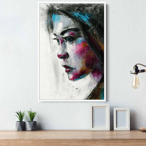 White Enigmatic Asiatic Woman Wall Art Canvas 3182