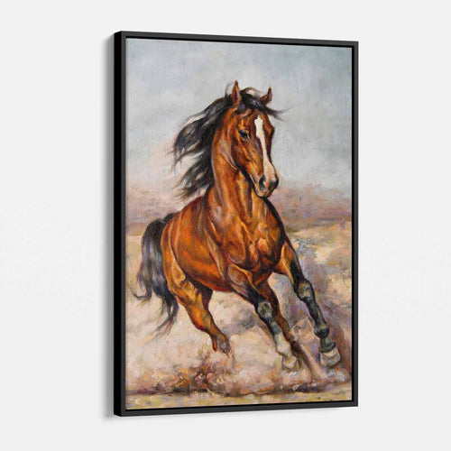 Brown Fast and Free Horse Wall Art Canvas 9044