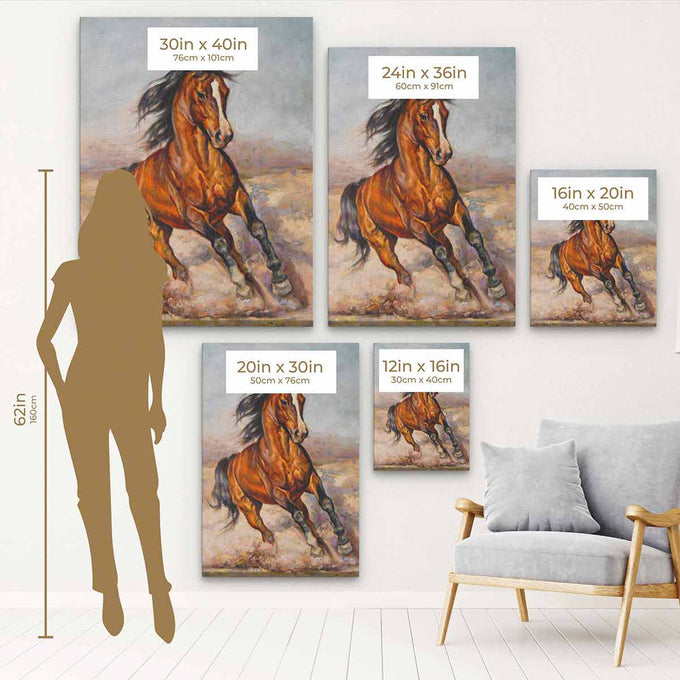Brown Fast and Free Horse Wall Art Canvas 9044