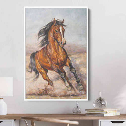 Brown Fast and Free Horse Wall Art Canvas 9044