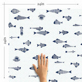 You won’t need to fish for decor compliments with this delightful peel and stick wallpaper at your service! A variety of navy blue sea creature illustrations appear over a dotted grid in this unique PVC-free design. The drawings have a quirky, geometric style that gives them a contemporary edge, while their small scale keeps the composition subtle and versatile.