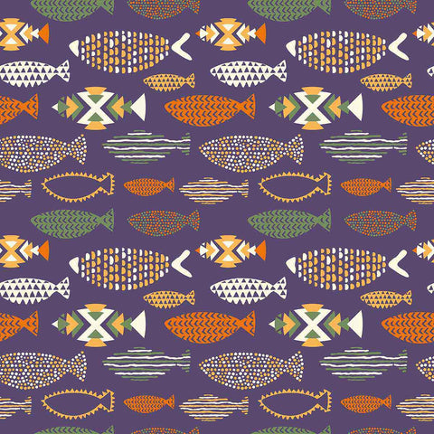 Turn your living space royal, playful and welcoming all at once with this charming peel and stick fish wallpaper. Its luxurious purple background showcases quirky fish illustrations composed of geometric elements and vibrant colors. A perfect partner for Boho-chic spaces, this rich PVC-free design is the dose of character that your rented home needs!