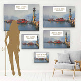 Multi Color Fishing Boats in Harbor Wall Art Canvas 5376