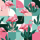 Give your home a technicolor upgrade with this stunning flamingo peel and stick wallpaper. Pink flamingos and vibrant foliage, on a checkered pink and blue-green background, make this design a heady blend of geometric, botanical and animal themed goodness! A fun way to elevate any space from dull to dramatic, this PVC-free wallpaper is easy to install and maintain.