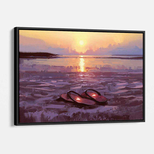 Purple Flip Flops at Sunset Wall Art Canvas 2688