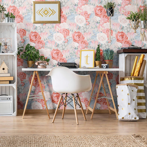 Blue Vintage Flower Removable Wallpaper 0578| Walls By Me