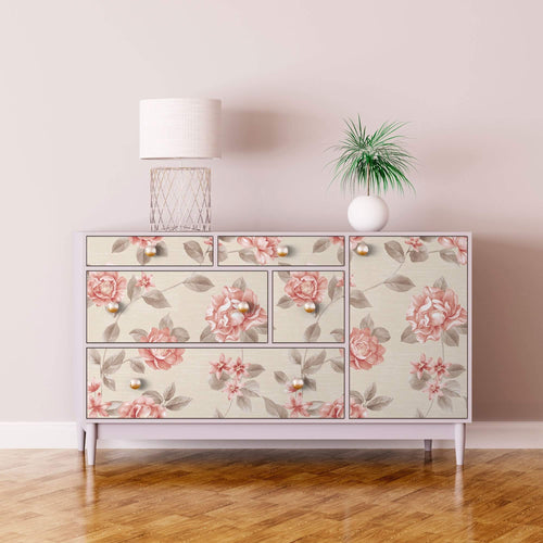 Pink and Beige Floral Removable Wallpaper 0533| Walls By Me