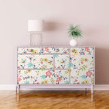 White Botanical Floral Peel and Stick Removable Wallpaper