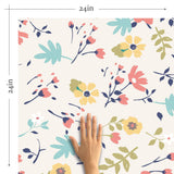 White Botanical Floral Peel and Stick Removable Wallpaper