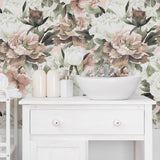 White and Pink Flower Peel and Stick Removable Wallpaper