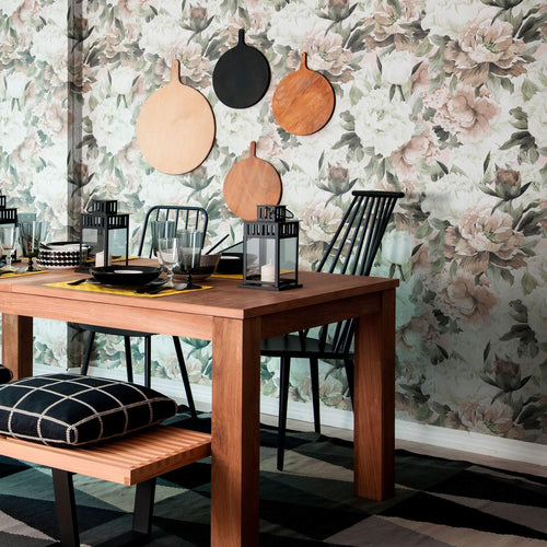 White and Pink Flower Peel and Stick Removable Wallpaper