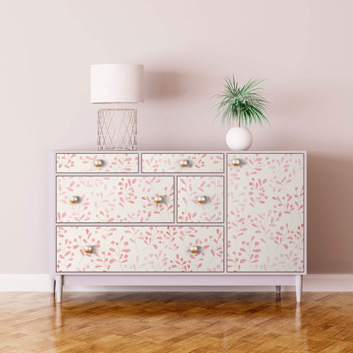 White and Pink Floral Peel and Stick Removable Wallpaper