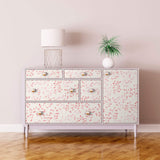 White and Pink Floral Peel and Stick Removable Wallpaper