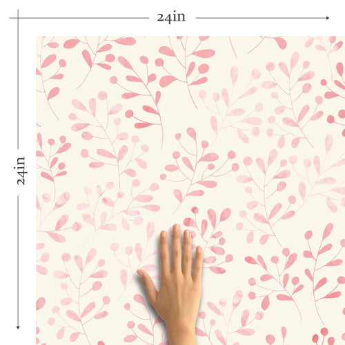 White and Pink Floral Peel and Stick Removable Wallpaper