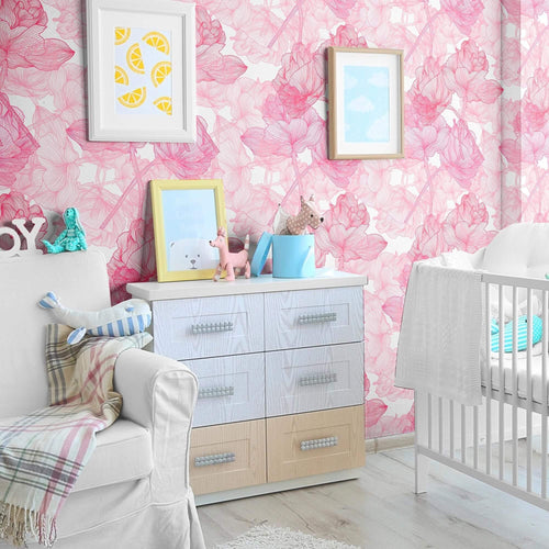 Pink and White Motif Removable Wallpaper 4142| Walls By Me