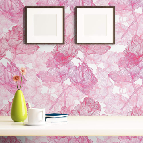 Pink and White Motif Removable Wallpaper 4142| Walls By Me