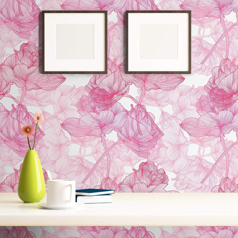 Pink and White Motif Removable Wallpaper 4142| Walls By Me
