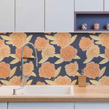 Ditch those standard painted walls and opt for this dramatic peel and stick floral wallpaper instead. Featuring large orange blossoms on the deepest of blue backgrounds, it packs a punch and delivers just the right dose of energy to your living space. A great way to add warmth and vibrancy to a home office or living room, this PVC-free design is as practical as it is good looking.