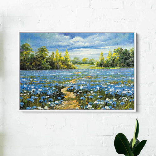 Blue Flowers Field Wall Art Canvas 8860