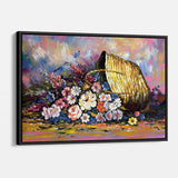 Multi Color Flowers in the Basket Wall Art Canvas 8947