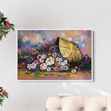 Multi Color Flowers in the Basket Wall Art Canvas 8947