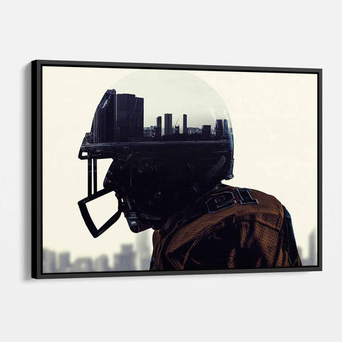 White Football Player Wall Art Canvas 4306