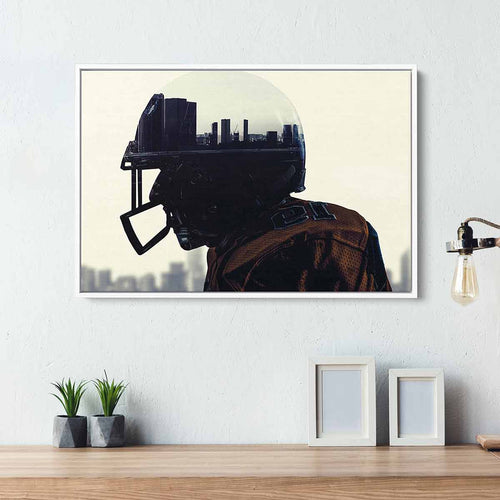 White Football Player Wall Art Canvas 4306