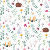 Lambs, cubs, bunnies and baby porcupines strike the cutest poses in this delightful kids’ room wallpaper that also features a variety of botanical elements. This fresh, fun design is not only a great fit for your little one’s bedroom, it’ll even tempt you to try it out in other areas of the house! Multicolored flowers and foliage give it a peppy springtime feel, while a latex coating tops things off with a nice matte finish.