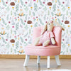 Lambs, cubs, bunnies and baby porcupines strike the cutest poses in this delightful kids’ room wallpaper that also features a variety of botanical elements. This fresh, fun design is not only a great fit for your little one’s bedroom, it’ll even tempt you to try it out in other areas of the house! Multicolored flowers and foliage give it a peppy springtime feel, while a latex coating tops things off with a nice matte finish.