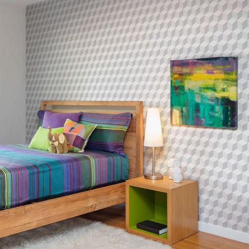 White and Silver Cubes Geometric Removable Wallpaper 4658| Walls By Me