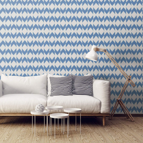 blue and grey geometric Peel and Stick Removable Wallpaper