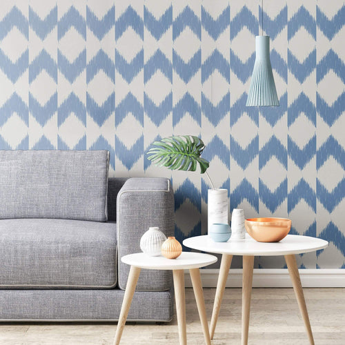 blue and grey geometric Peel and Stick Removable Wallpaper