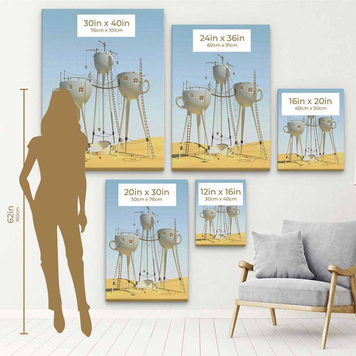 White Giant Mugs Wall Art Canvas 9601