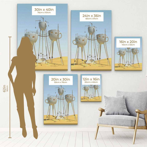 White Giant Mugs Wall Art Canvas 9601