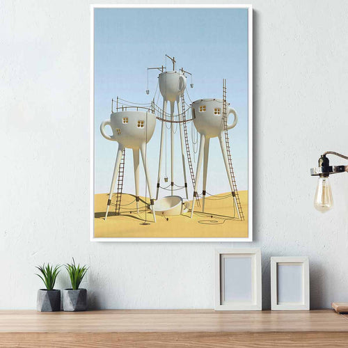 White Giant Mugs Wall Art Canvas 9601