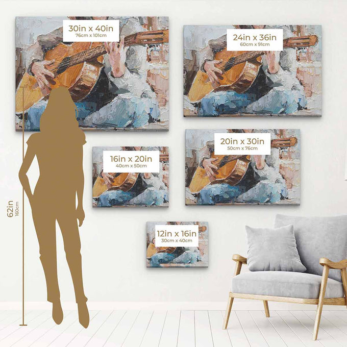 White Girl Playing Guitar Wall Art Canvas 3938